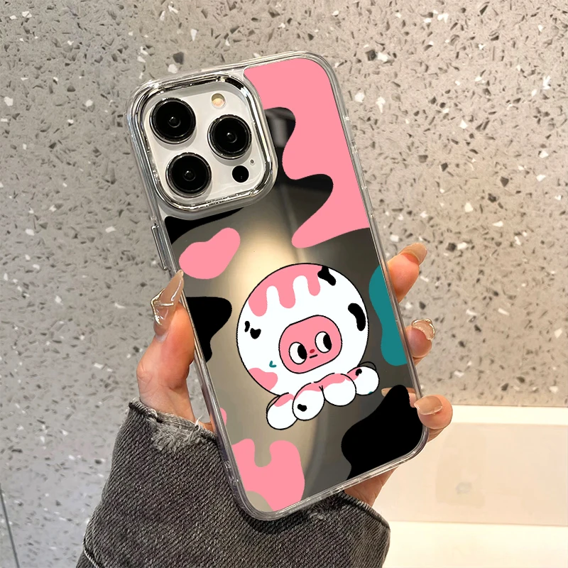 Floral Design Shockproof Makeup Mirror Phone Case - Soft TPU Silicone Cover