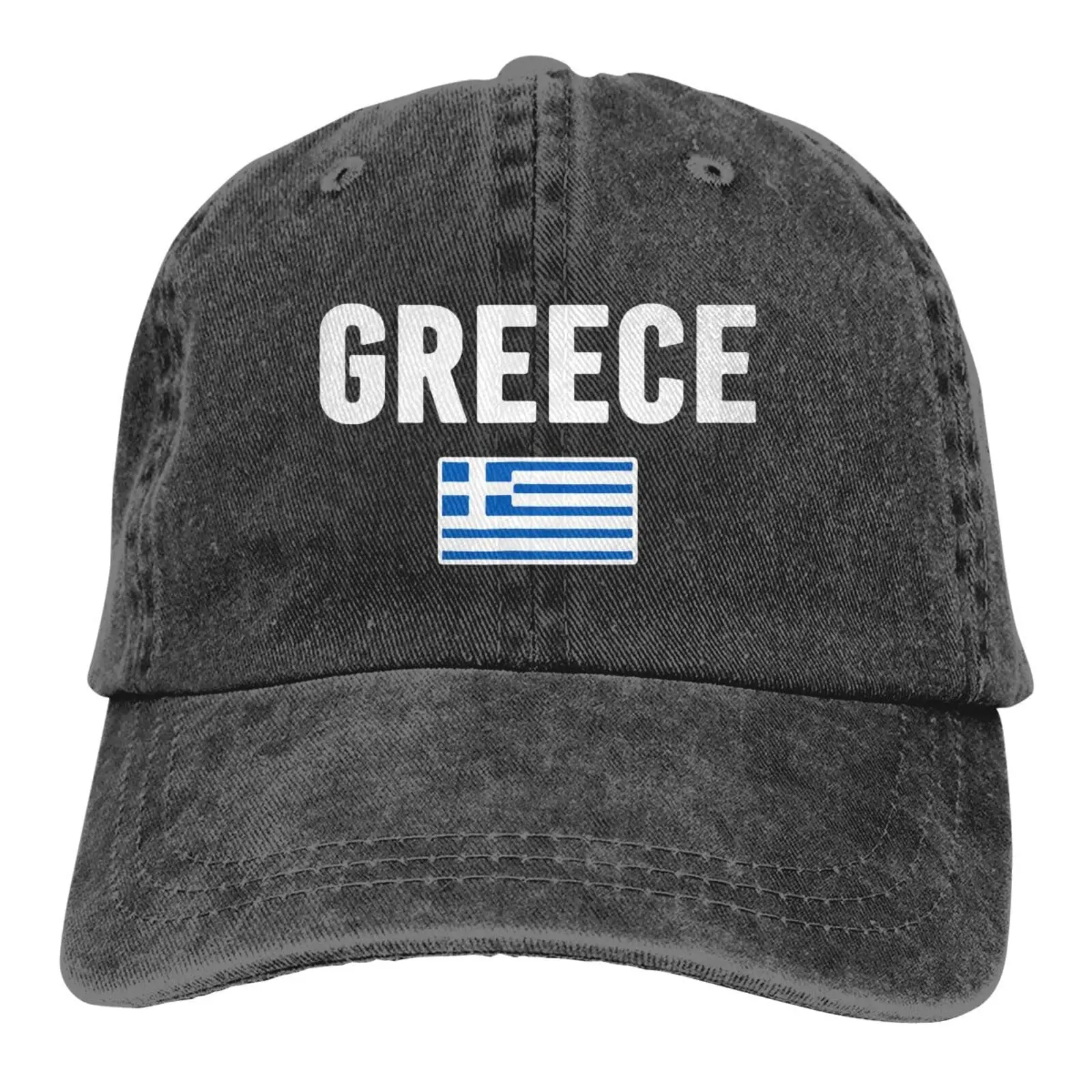 Greek Flag of Greece Denim Hats for Mens Womens Baseball Caps Casquette Black