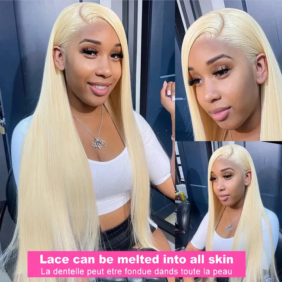 Brazilian 30 Inch Bone Straight 613 Honey Blonde 13x4 Lace Front Human Hair Wigs HD Transparent Lace Frontal Wig For Black Women