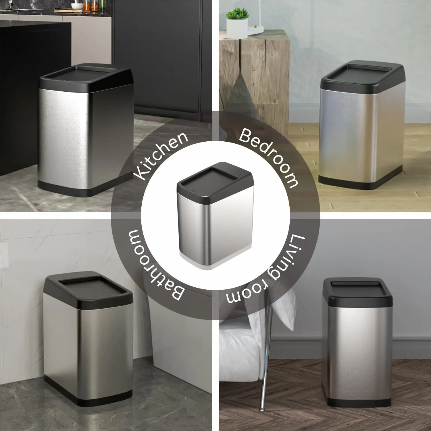 Garbage Can Motion Sensor Trash Can 13 Gallon for Kitchen with Roll Up Lid, Automatic Touchless High-Capacity Waste, Customized 6
