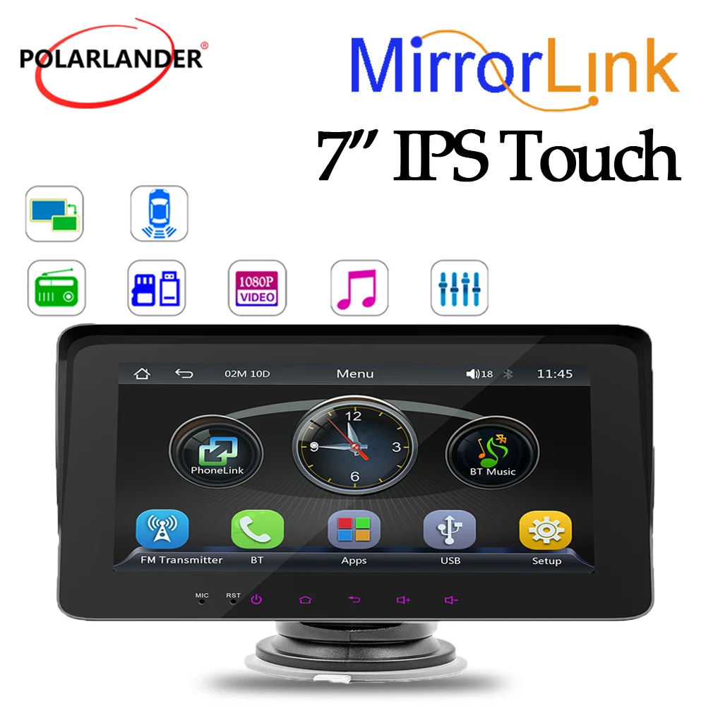 

Car Multimedia Player Wireless Carplay Android Auto Airplay Car MP5 Player 7" Portable Monitor Touch Screen Bluetooth
