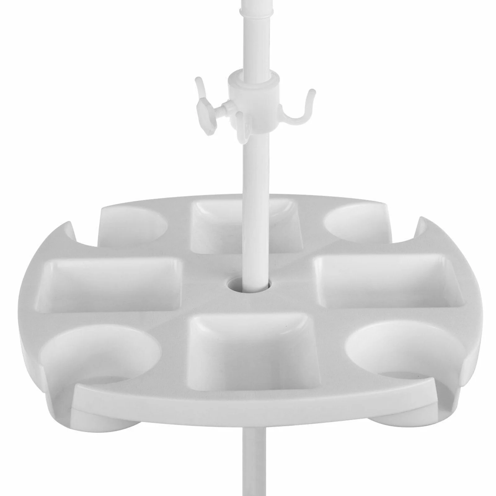 Egujiwa Tavolo da Ombrellone da Esterno con 4 Portabicchieri e 4 Scomparti per Snack Vassoio in Plastica per Ombrelloni da Spiaggia da Giardino (Bianco