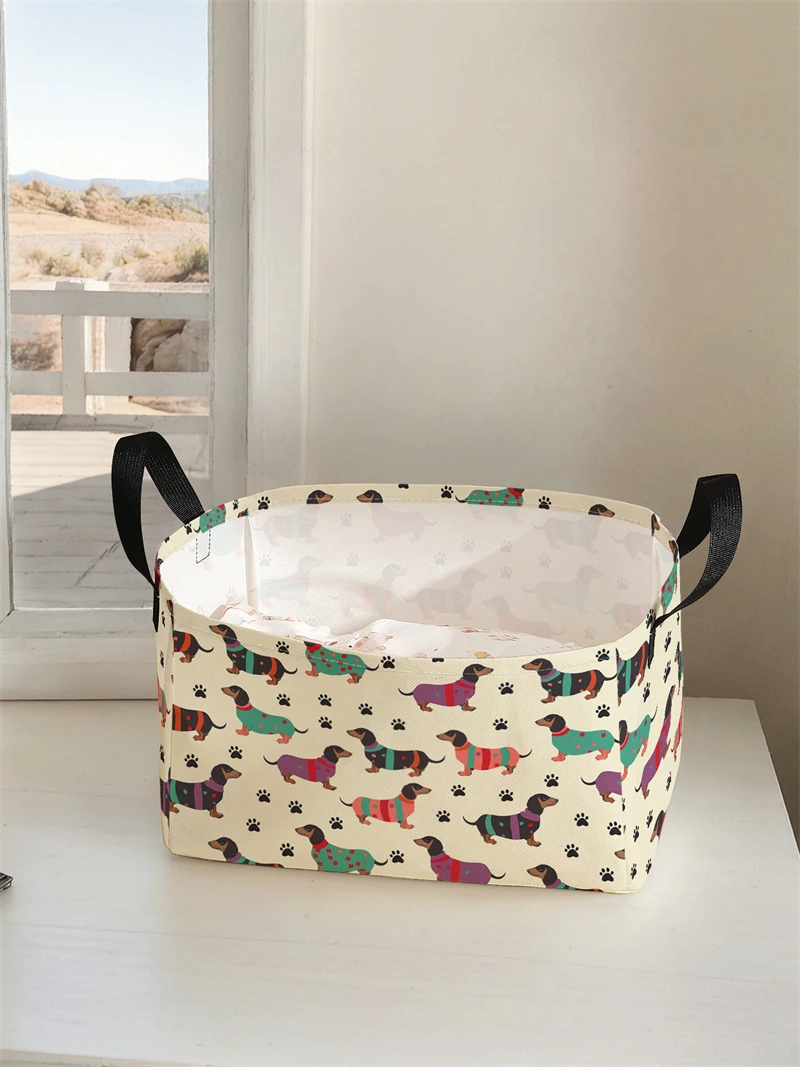 Storage box, underwear, socks, baby toys, storage basket with handle, simple printed decorative storage basket