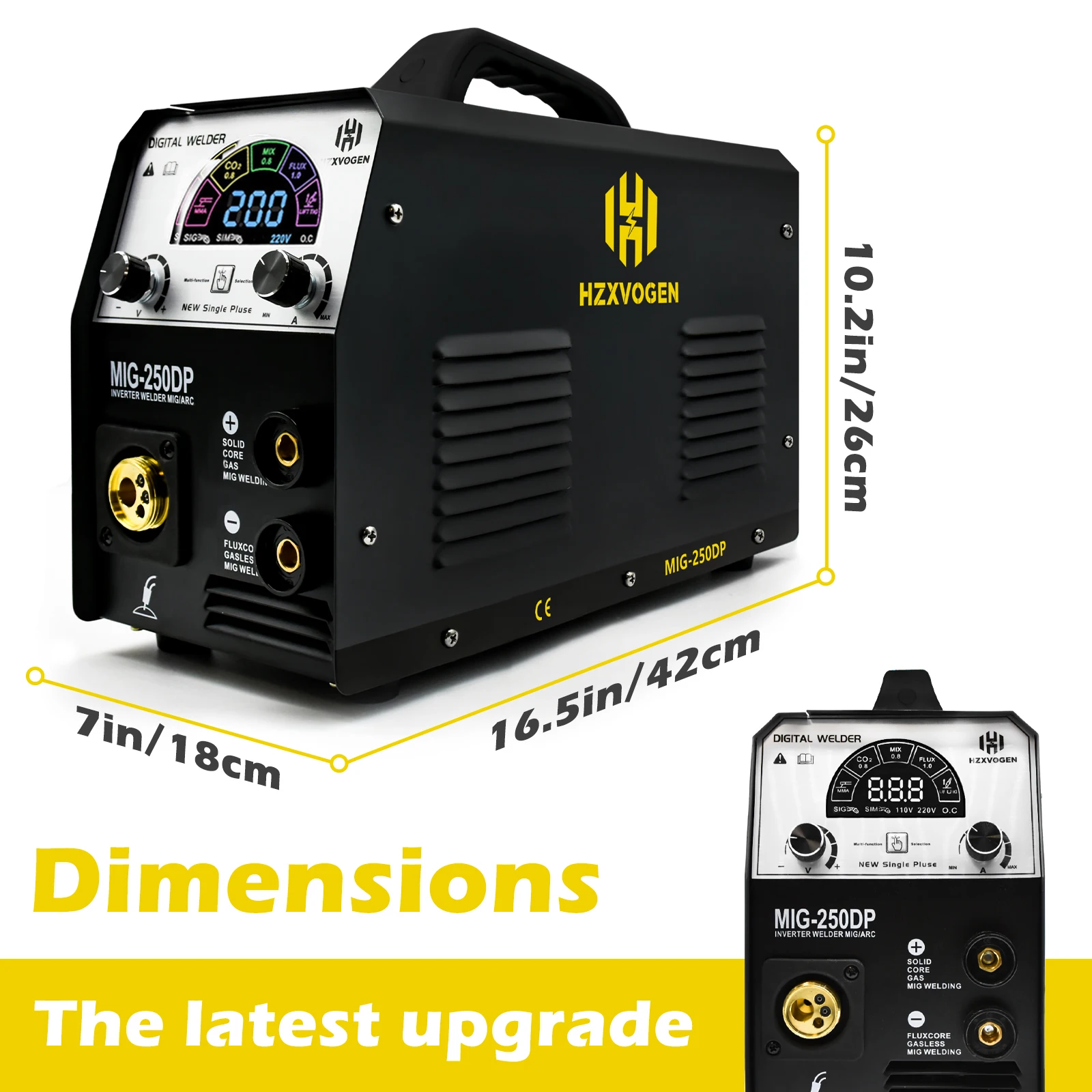 HZXVOGEN 4 In 1 MIG Welders Pulse MIG250DP Gas/Gasless Mig ARC MMA Tig Semi-automatic Welding Machine For Aluminum