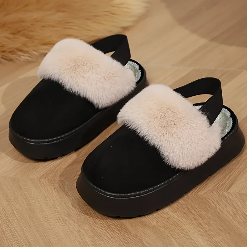 Women's Winter Warm Slippers, Korean Style Thick Sole Fleece Lined Warm Boot, Popular Ins Trendy Outdoor Snow Boot for Women