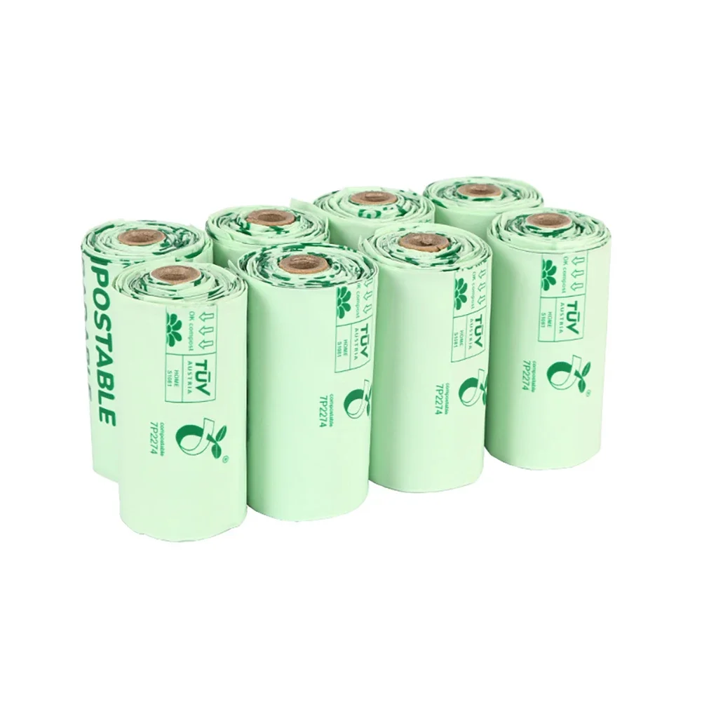 10Rolls Corn Starch PLA Biodegradable Pet Garbage Bag Compostable Vest Style Cat Dog Poop Trash Bags Outdoor Pets Carriers Tool