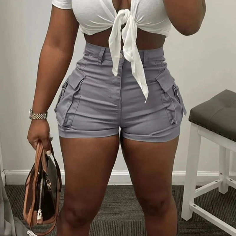 2023 New Camouflage Green Shorts Women Clothing Cargo Short Pants Y2k Fall Streetwear High Waisted Pockets Shorts Wholesale