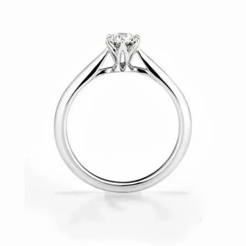 Six Prong Set Solitaire Diamond Creative Classic Silver Plated Engagement Ring Women's Jewelry silver ring silver rings silver heart ring silver cross ring silver rose ring silver plated ring