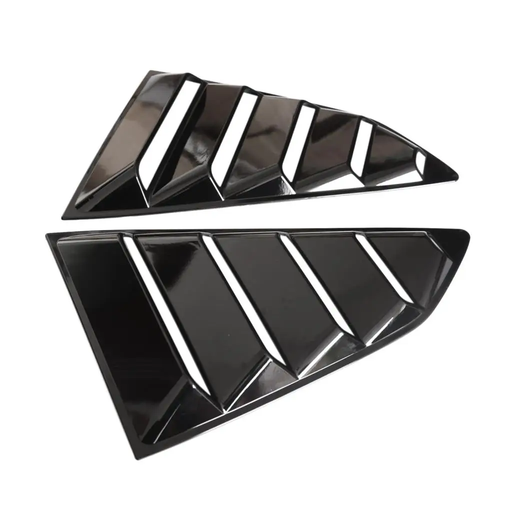 2Pcs Bright Black Rear Side Window Louvers Cover Vent for 