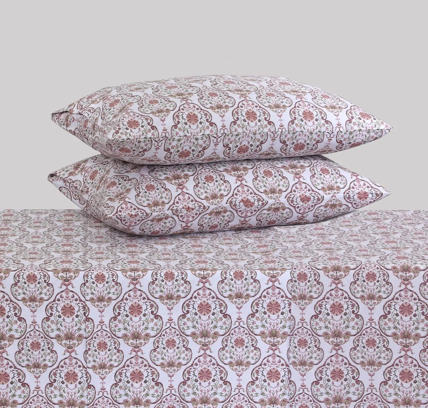 Feather Stitch 500TC Damask Cotton 4Pc Bed Sheet Set 2