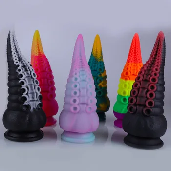 Multicolor Octopus Tentacles Anal Dilator Woman Masturbation Buttplug Animal Penis Dildo Massager Big Dildo Silicone Big Tail 6