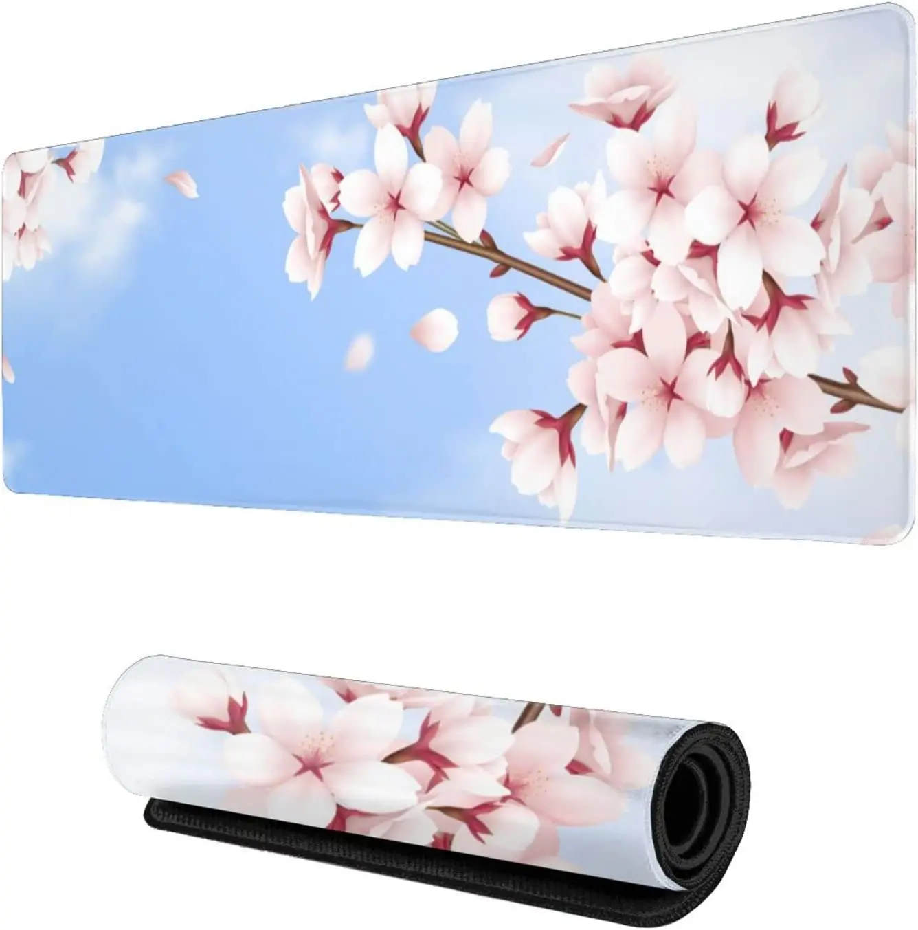 

Cherry Blossom Gaming Mouse Pad XL Large Non Slip Rubber Mousepad Stitched Edges Desk Pad Long Extended Mice Pad 31.5X11.8 Inch