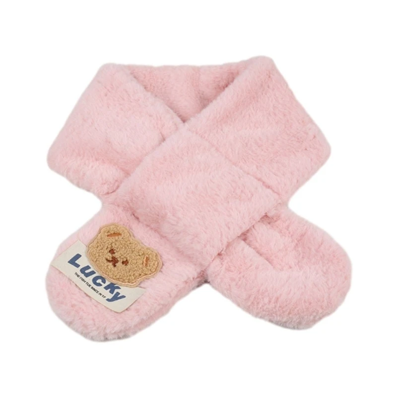 Y1UB Cartoon Bear Kids Scarf Warm and Cosy Neckerchief Autumn Winter Accessories Shower Gift for 2-10T Boys and Girls