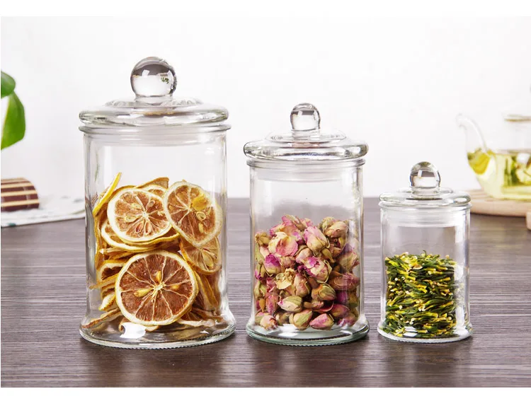 Airtight Glass Jar With Lid Tea Storage Canister Tea Coffee Sugar Storage Jars Glass Jars Containers For Dried Flower And Fruit