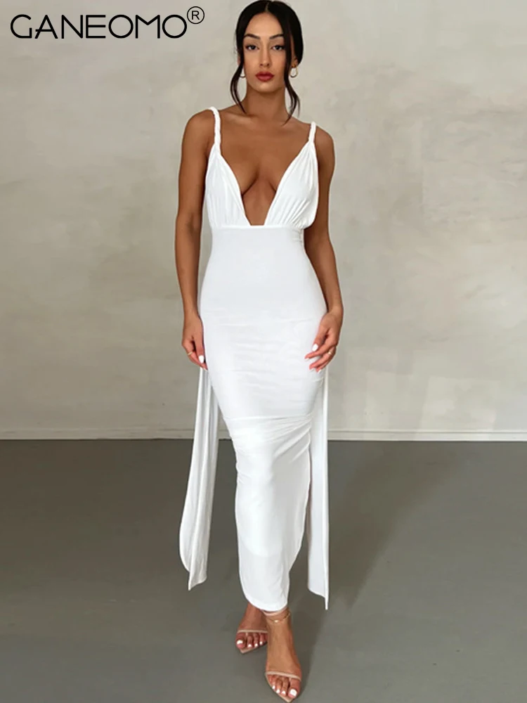 Y2k Backless Summer Sexy Halter Dress Evening Women Exotic Sleeveless Skims  Clubwear Black Elegant Long Dresses White Dress - Dresses - AliExpress