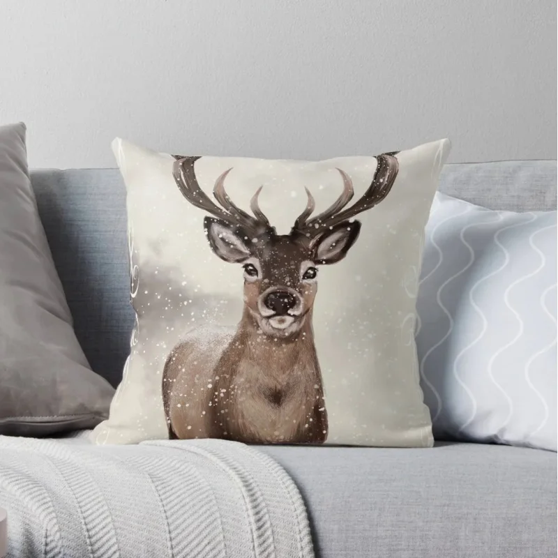 

Winter Deer Throw For Sofa Decorative Cushions Ornamental Pillow