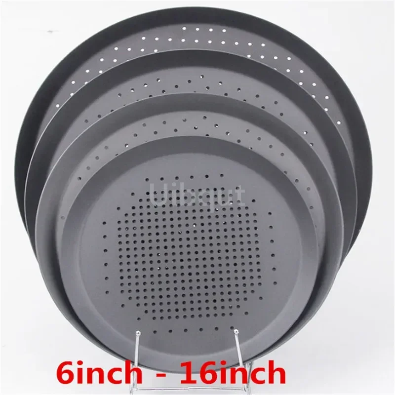 black color hole Nonstick Pizza Baking Pan Tray Plate Dishes Holder Bake ware Baking Tool Accessories Pizza Screen Pan Metal Net pizza bakeware