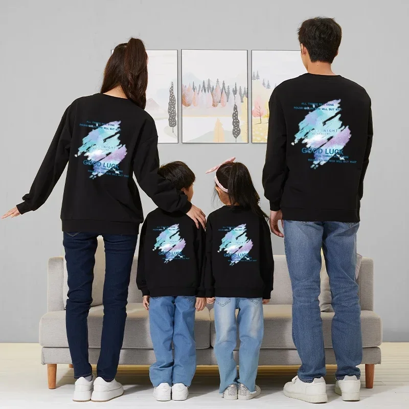 thumbnail image 2 of Camisetas navideñas de invierno para madre e hija, camisetas con estampado de cielo estrellado, conjuntos familiares a juego, sudaderas para padre, hijo, niño y bebé, jerséis casuales, 2 of 5
