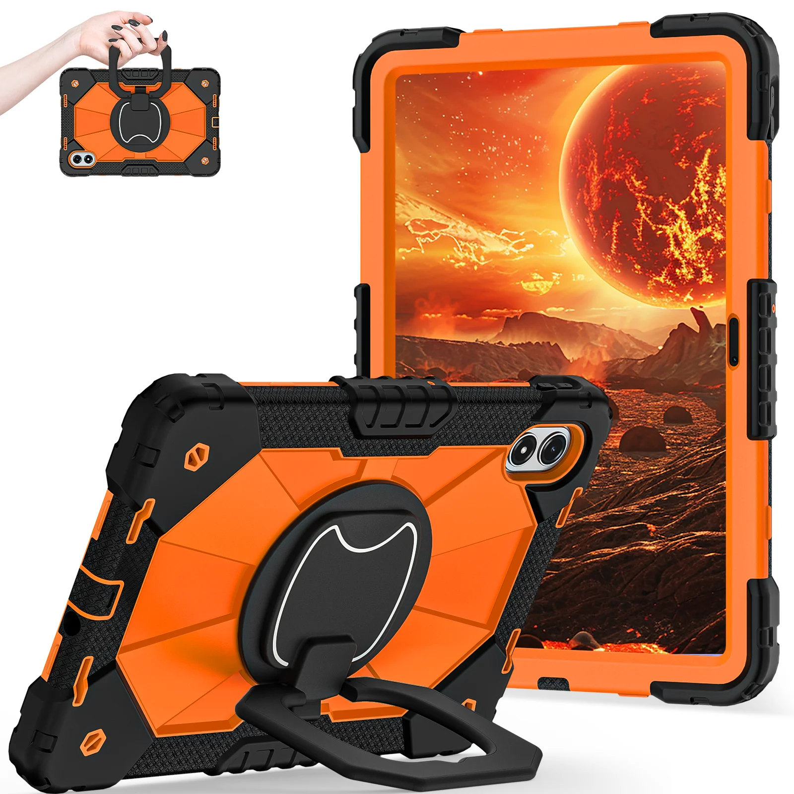 Enhanced Shockproof Tablet Case with Handle Rotation Stand and Hard Cover