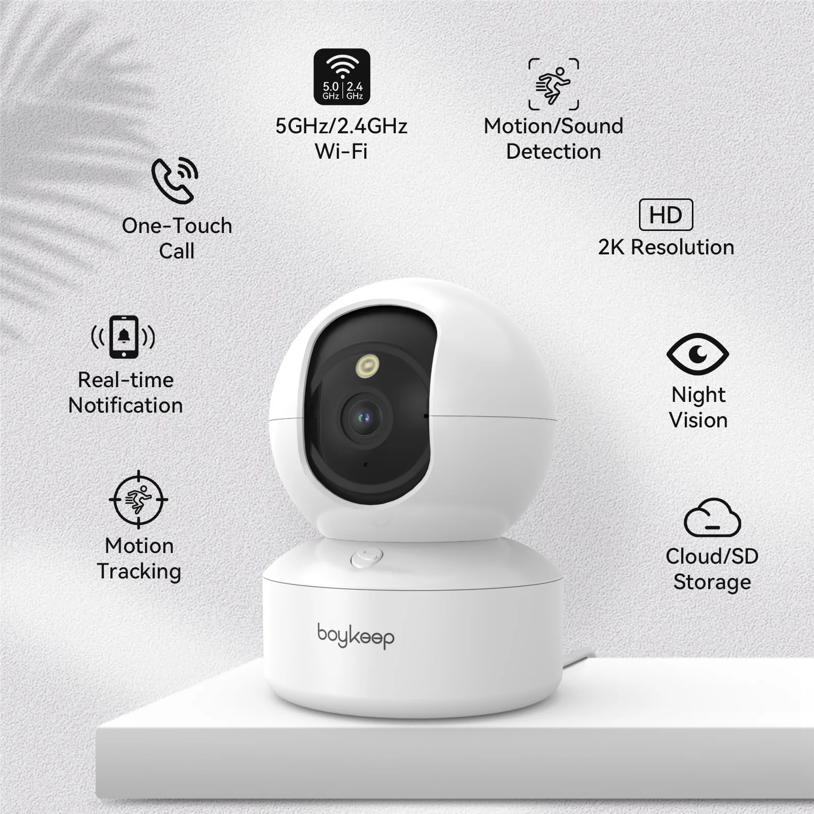 BoyKeep 3MP 5G/2.4GHz WiFi Indoor Home Security IP Smart Baby Monitor Camera Automatic Tracking 24/7 Video Surveillance Camera SHOP