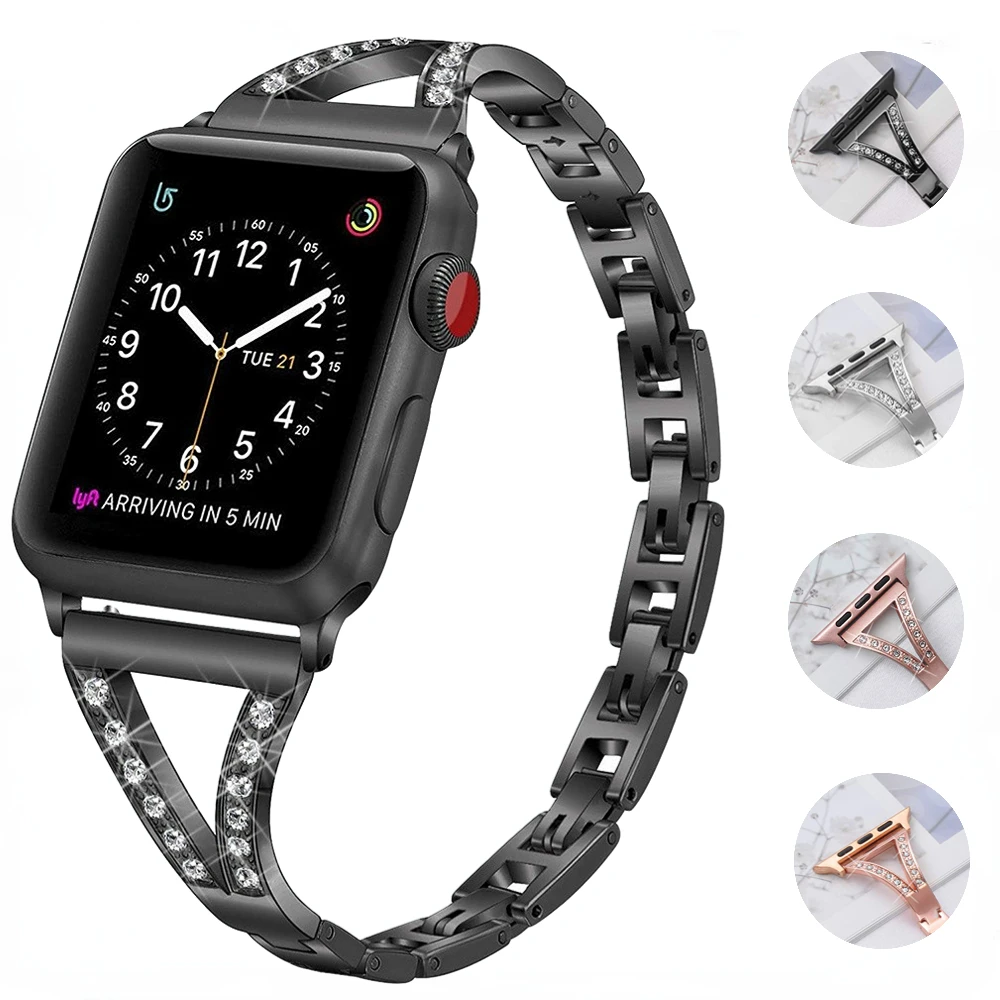 

Luxury Metal Diamond Bracelet for Apple Watch Band 49mm 45mm 41mm 44mm 40mm Stainless Steel Wristband for Iwatch Series 876543SE