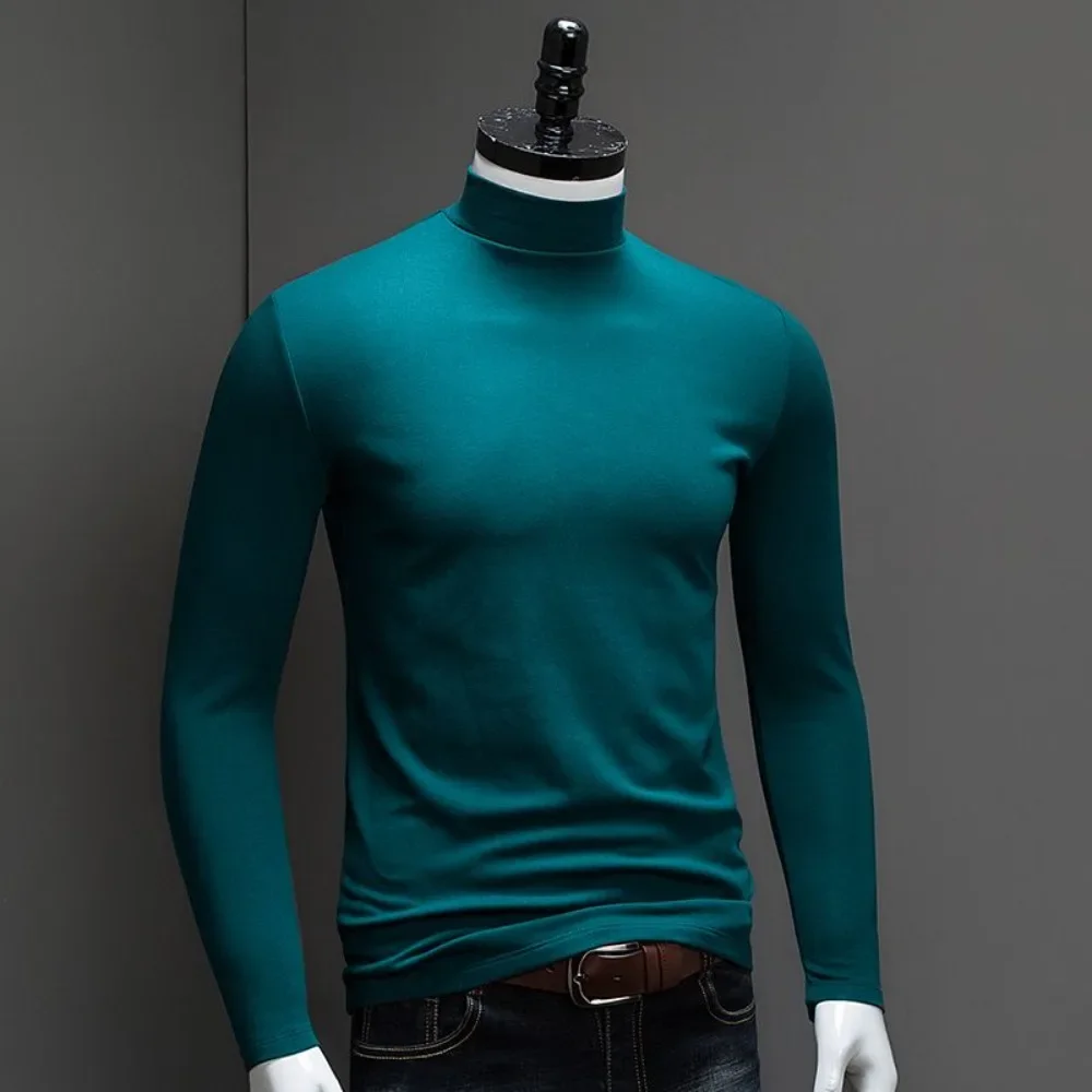 Nuovo Abbigliamento Coreano Streetwear Dolcevita Da Uomo Manica Lunga Base Layer Shirt Modale Autunno Undertale Oversize Base Layer Top Tees