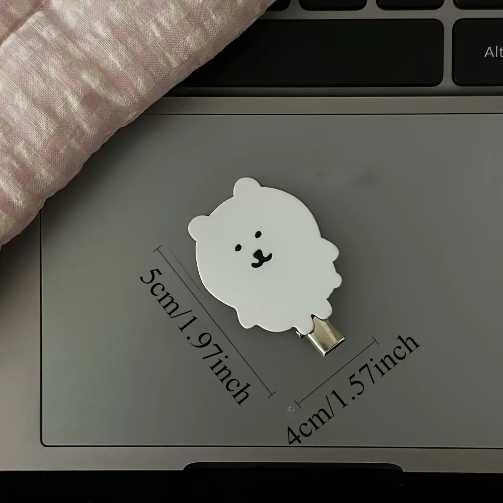 Acrylic Bear Hair Clips 2pcs Cute White Sweet Side Clips for Women Autumn Winter Fashion Accessories