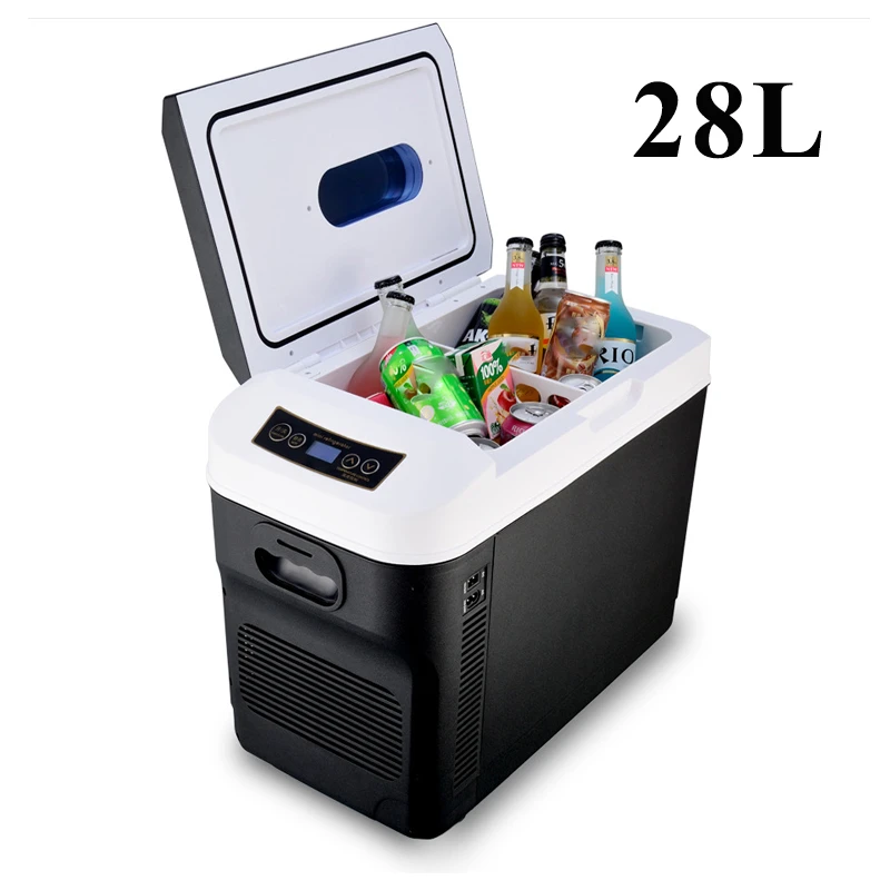 28L Car Home Auto Refrigerator Mini Fridges DC12/24V Freezer Cooler Heater Keep Warm Fresh for Car Home Pinic Camping AC110/220V 1