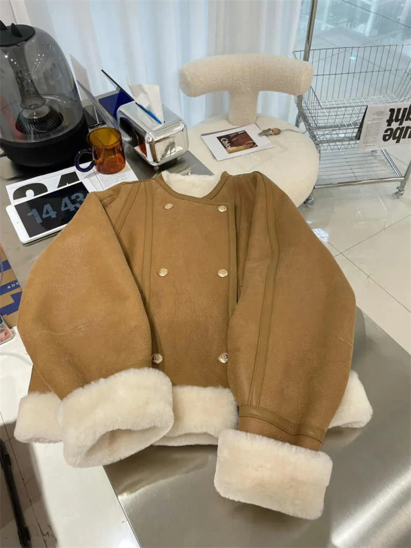 Feather Yi special 300 Pounds Fur One Coat Female 2023 Winter High-Grade Soft Waxy Waxy Warm Lamb Wool Coat Female Solid Color