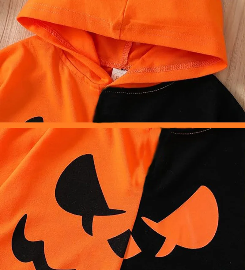 Pumpkin & Bat Halloween Cloak with Hat – detail image 3