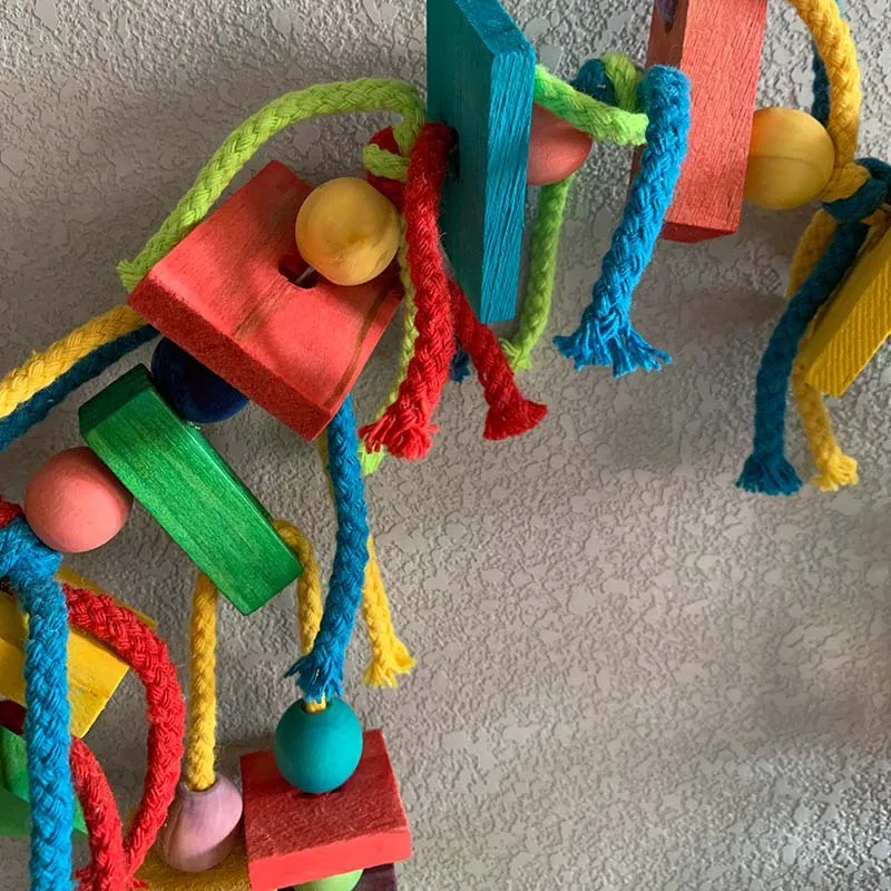 Bird Toy Parrot Colorful Wooden Chewing Toy