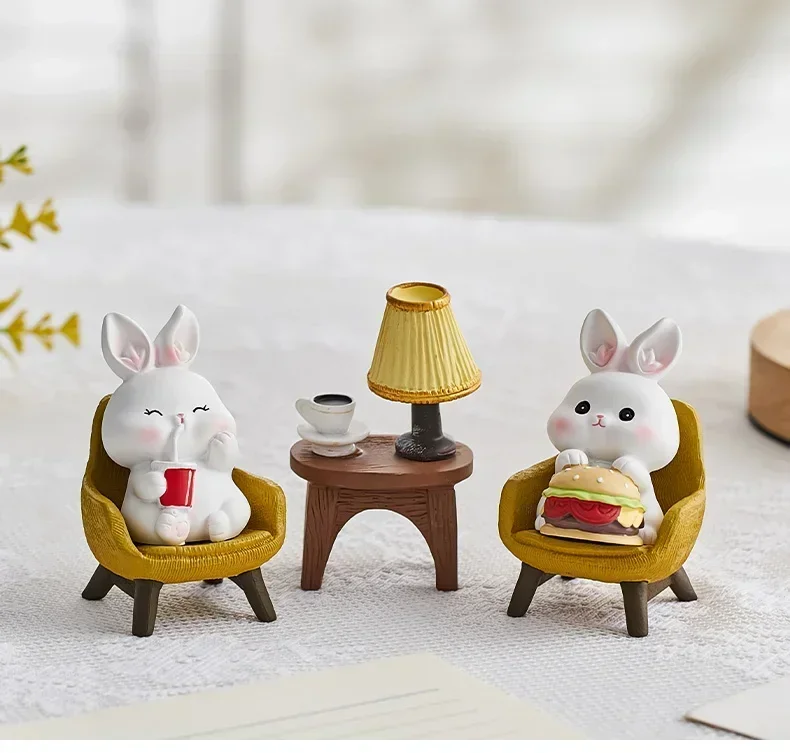 Lovely Rabbit Miniature Crafts Hare Animal