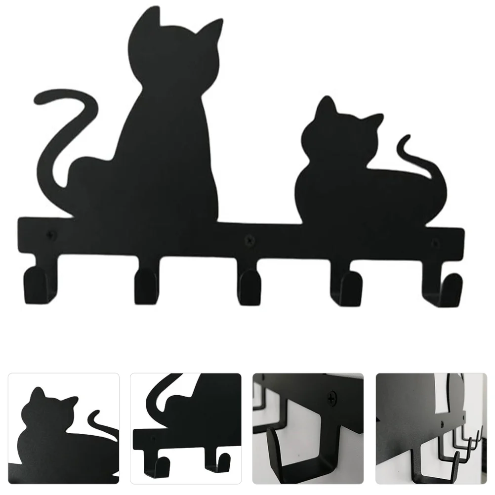 

Cat Wall Hooks 5 Hooks Rail Hangers Decorative Wall Hook Racks Coat Clothes Towel Hanging Hooks Entryway Hanging Hook Organizer