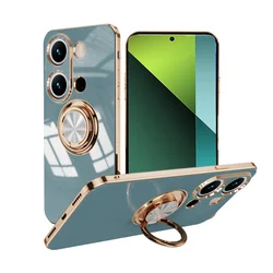 Sleek Magnetic Ring Plating Phone Case - Stylish Back Cover - Note 11 Pro plus (Gray)