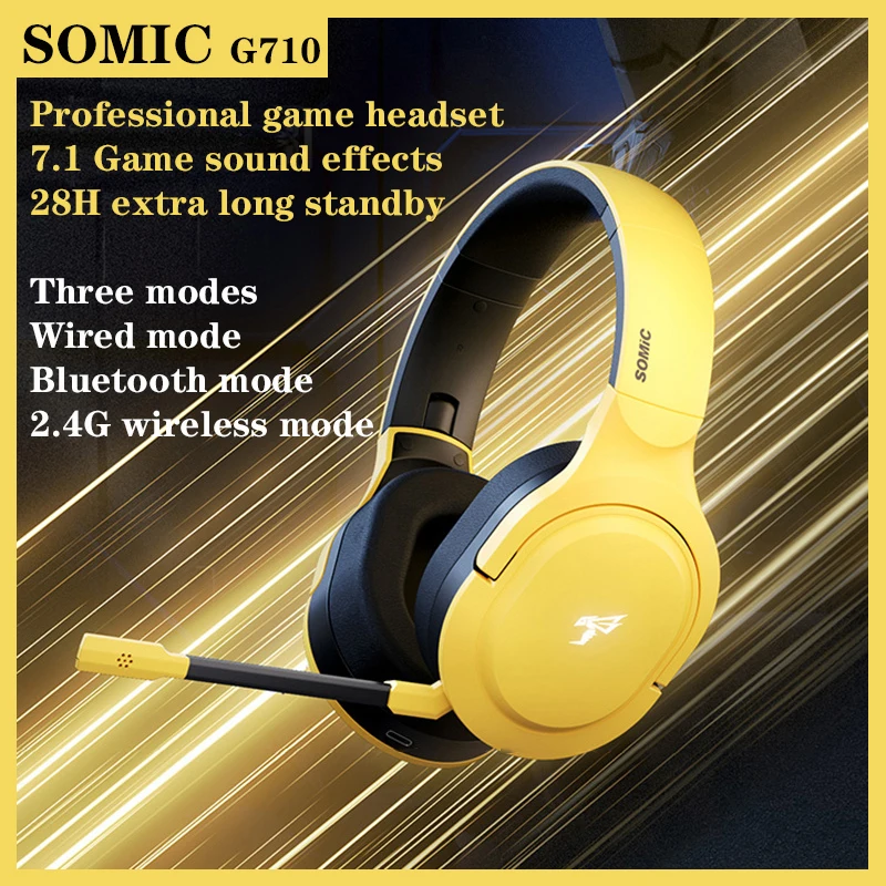 Somic g810 2.4g sem fio (type-c receptor) bluetooth wired três modo de jogo  música fones de ouvido hd mic celular tablet fone de ouvido - AliExpress