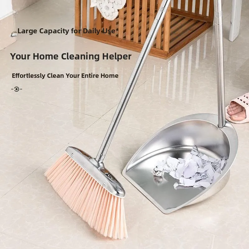 Stainless Steel Iron Broom Dustpan Set Indoor High End Sweeper Scrape Spoon Single Piece Garbage Shovel Family Cleaning Tools - 2