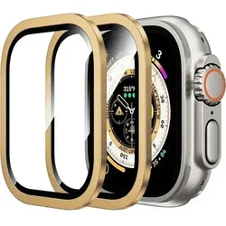 Durable Aluminum Alloy Case with Tempered Glass Anti - Scratch Protector - Apple ultra 2 (Gold 3)