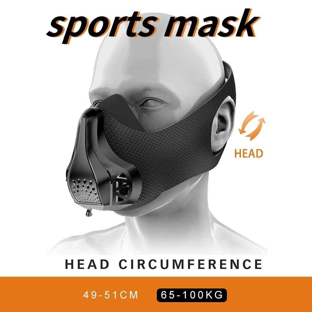 Sports Mask Black Detachable Breathable Shock Resistant Running Fitness High Altitude Training Oxygen Blocking Mask