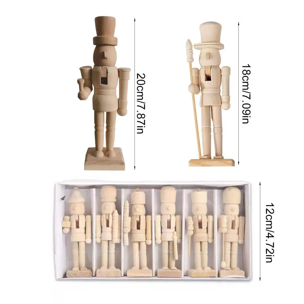 18CM Christmas Wooden Unfinished Nutcracker Figurine DIY Blank Unpainted Soldier Figure Festival Holiday Party Ornament Decor