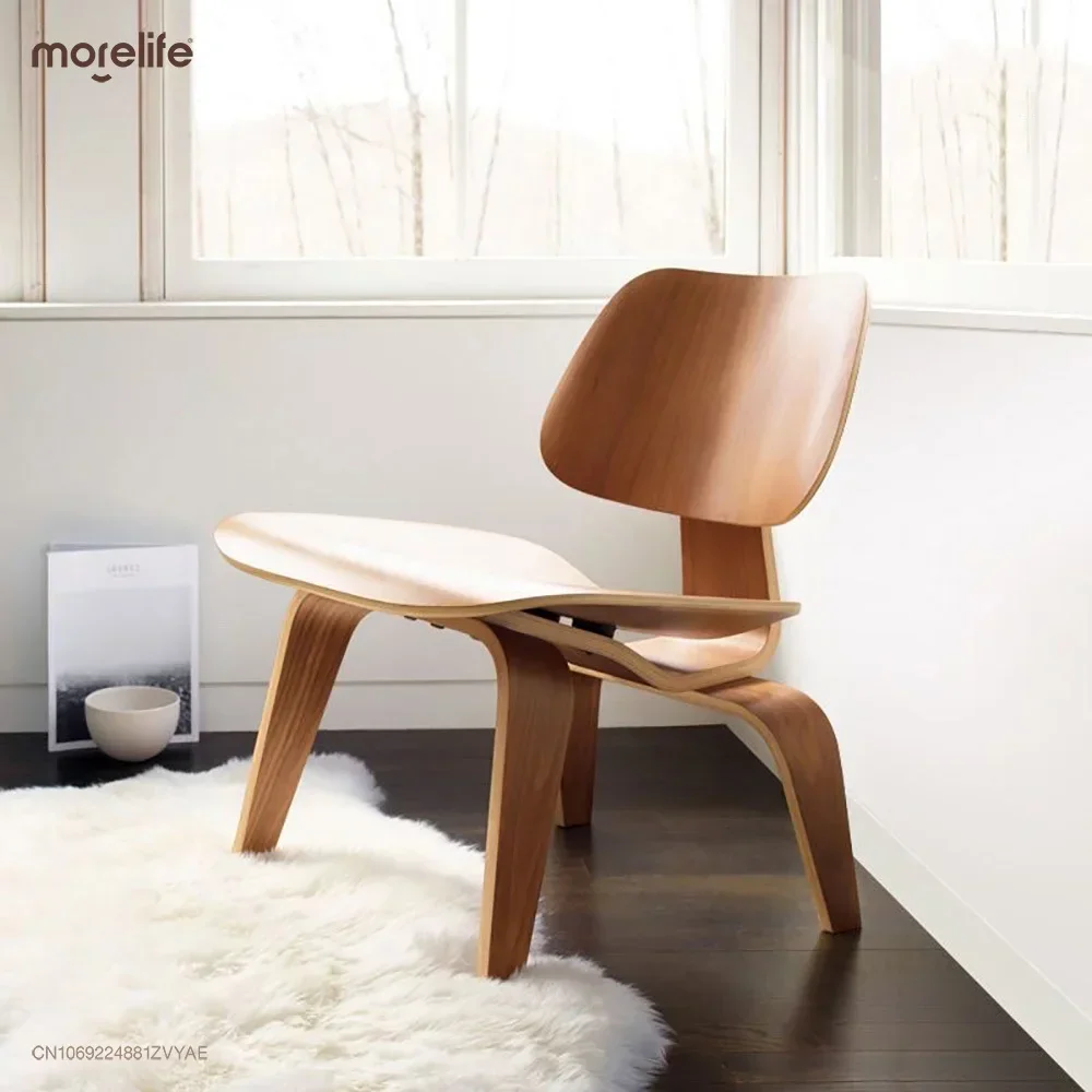 Molded Plywood Simple Leisure Chair Armchair Wood Legs Natural Living Room Century Wood Replica Accent Chairs Home Furniture dining chair