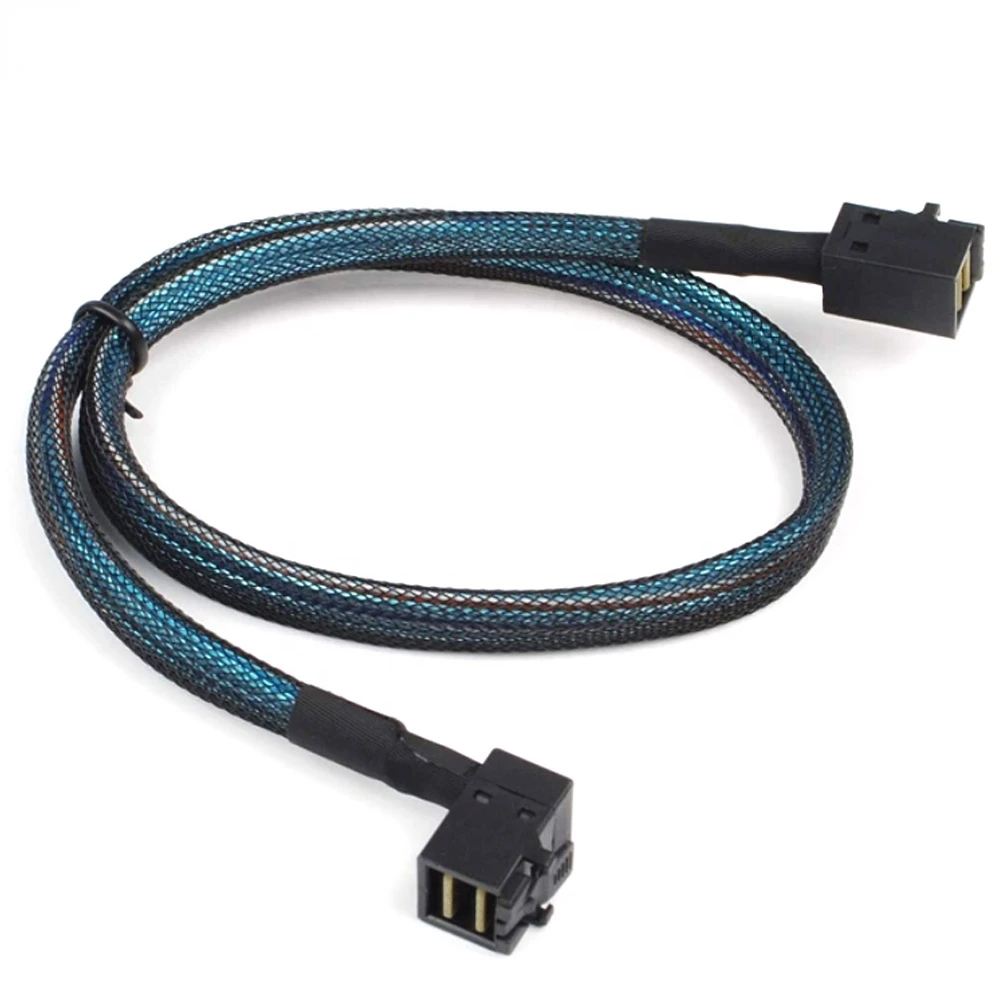HD mini SAS SFF8643 Down Angled to SFF8643 Straight mini SAS Cable 1m