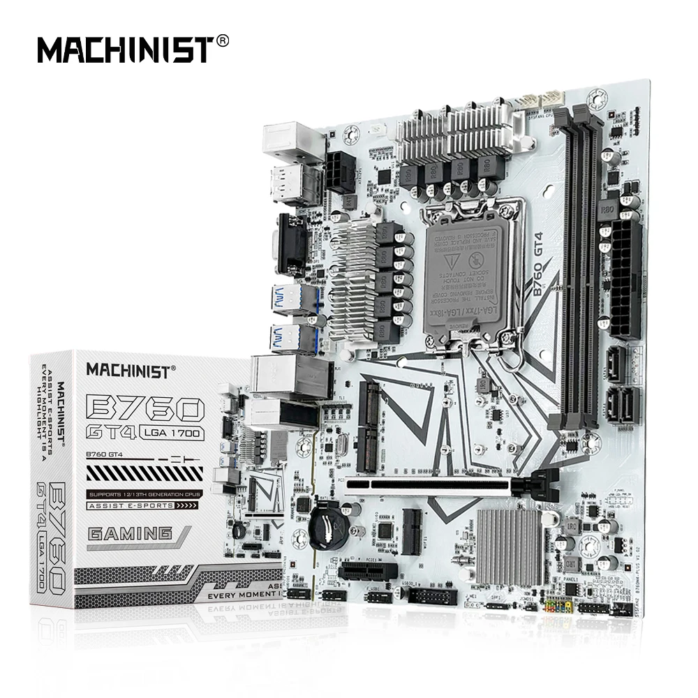thumbnail image 1 of MACHINIST B760 GT4 DDR4 Motherboard LGA 1700 Support Intel Core I3/i5/i7/i9 12th 13th Processor CPU Dual Channel Memory, 1 of 4