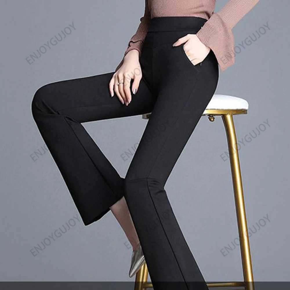 Invisible Open Crotch Outdoor Sex High Waisted Appear Thin Micro Flared Pants Ms Elastic Tight Fitting Casual Pants