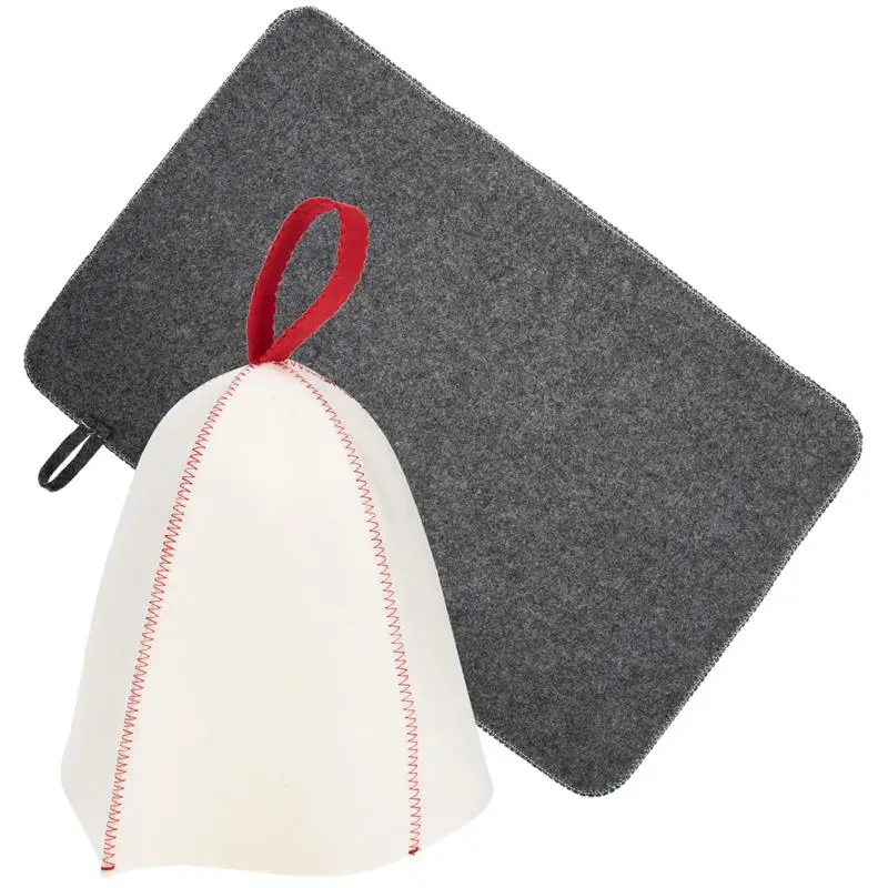 1 Set Cappello Da Sauna In Feltro E Cuscino Da Bagno Cappello Da Bagno Per Sauna Fodera Protettiva Per La Testa Traspirante Cuscino Da Salone Berretto