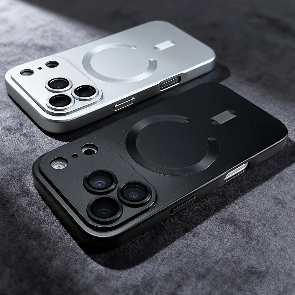 Metallic Paint Magnetic Soft TPU Case with Wireless Charge and Lens Protection Cover
