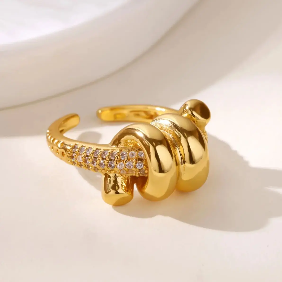 Zircon Star Knot Rings For Women Stainless Steel