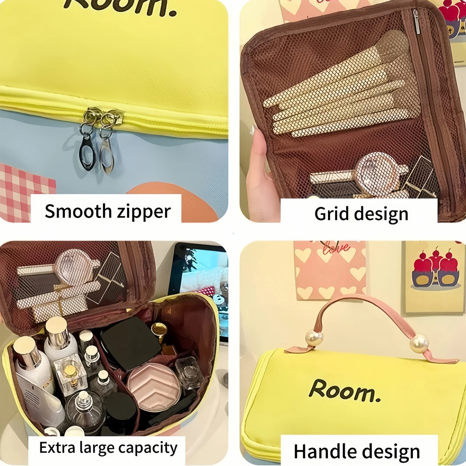 Mini Cosmetic Bag Large Capacity Waterproof Travel Toiletry Pouch_voghion.com