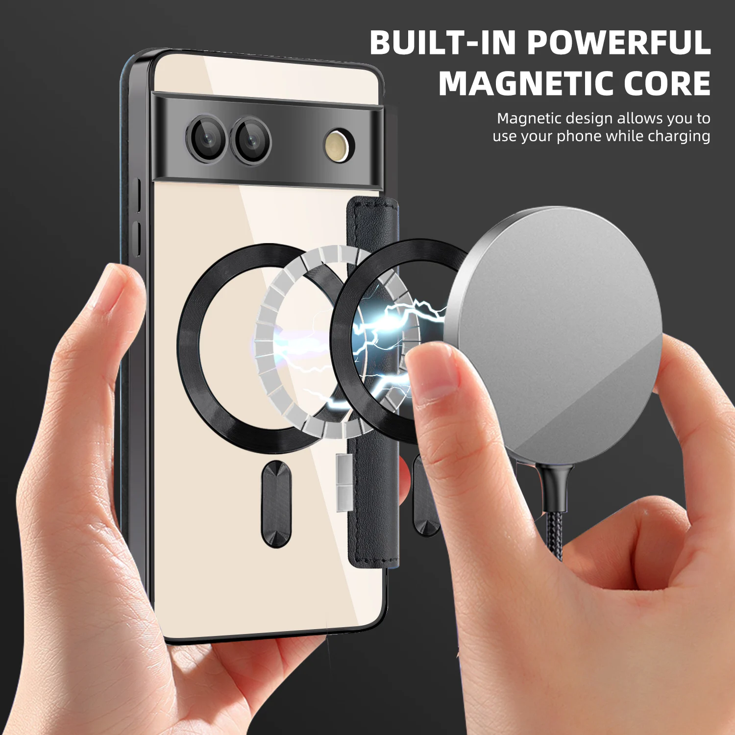 Electroplated Luxury Flip Leather Case with MagSafe Wireless Charging Protection