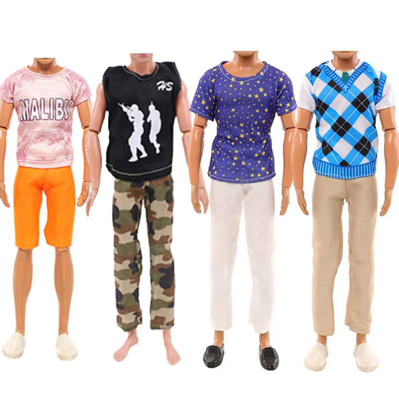 4 Sets Ken Doll Clothes Handmade T-shirt + Trousers,Hoodie+Shorts