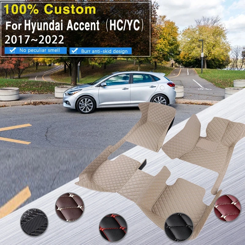 

Car Floor Mats For Hyundai Accent Solaris HC YC Hatchback 2017 2018 2019 Anti-dirty Leather Car Trunk Floor Mats Car Accessories